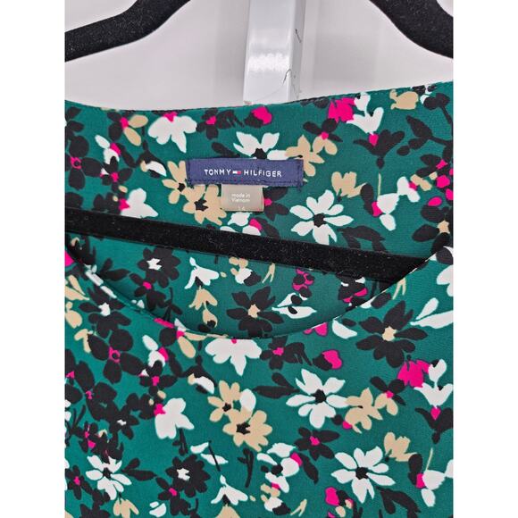 Tommy Hilfiger Womens Sz 14 Midi Length Dress Long Sleeve Green Floral Print - Picture 3 of 4